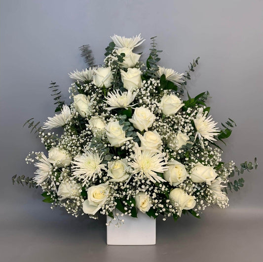 Serenity Funeral Flower Arrangement Of White Roses