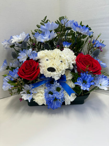 Memorial Flower Arrangement Dog