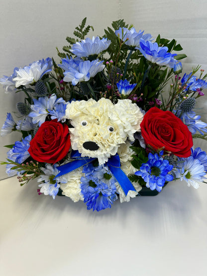 Memorial Flower Arrangement Dog