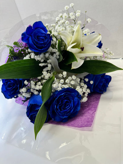 Bouquet of Blue Fresh Roses