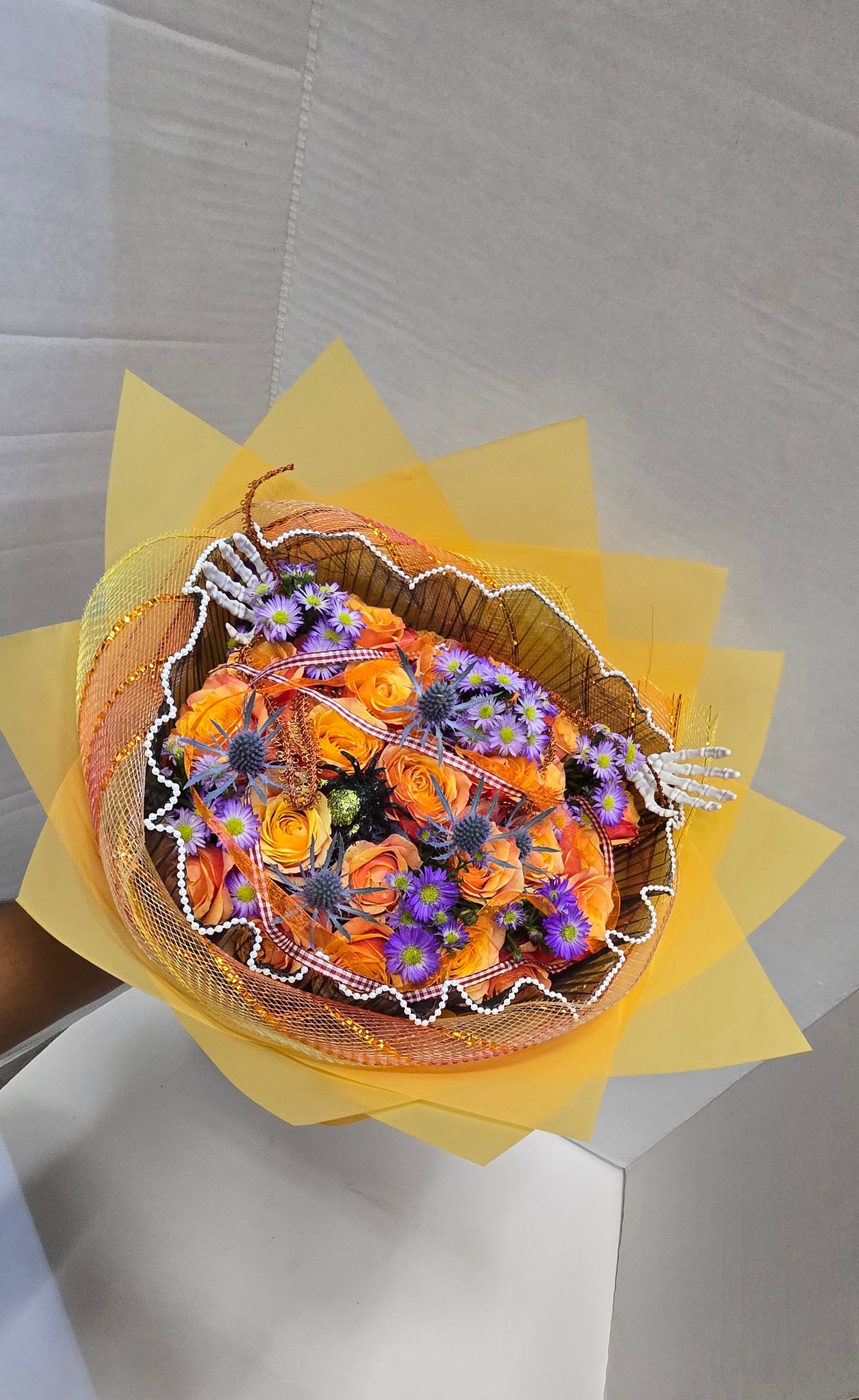 Magic Bouquet Of Orange Fresh Roses